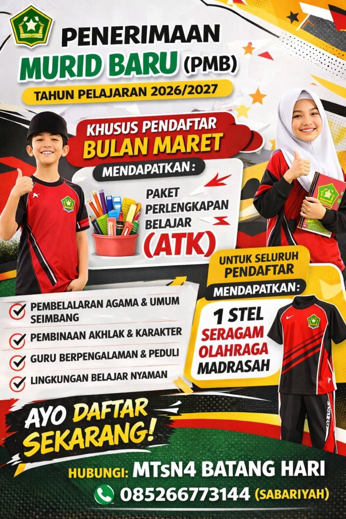 MTsN 4 Batang Hari Buka Penerimaan Murid Baru Tahun Pelajaran 2026/2027