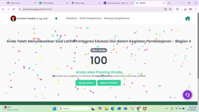 Kepala MTsN 4 Batanghari Ikuti Pelatihan Pintar Kepala MTsN 4 Batanghari Ikuti Pelatihan Pintar