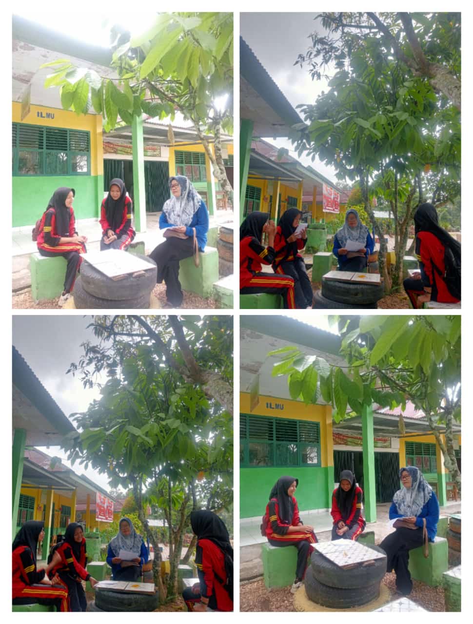 Refleksi Sejenak Dengan Siswi di Taman Perpustakaan