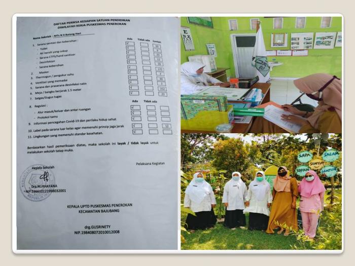 TIM PUSKESMAS SURVEI KELAYAKAN MTsN 4 BATANG HARI HADAPI PEMBELAJARAN TATAP MUKA  SEMESTER GENAP 2020/2021