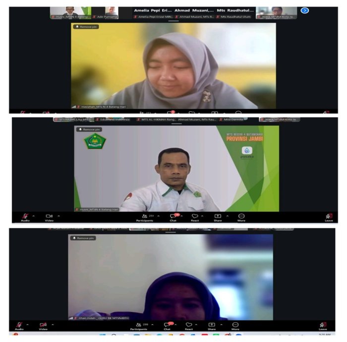 Komitmen Tingkatkan Mutu Pendidikan, Kepala MTsN 4 Batang Hari Bersama Wakakurikulum dan Guru BK Ikuti Sosialisasi TKA