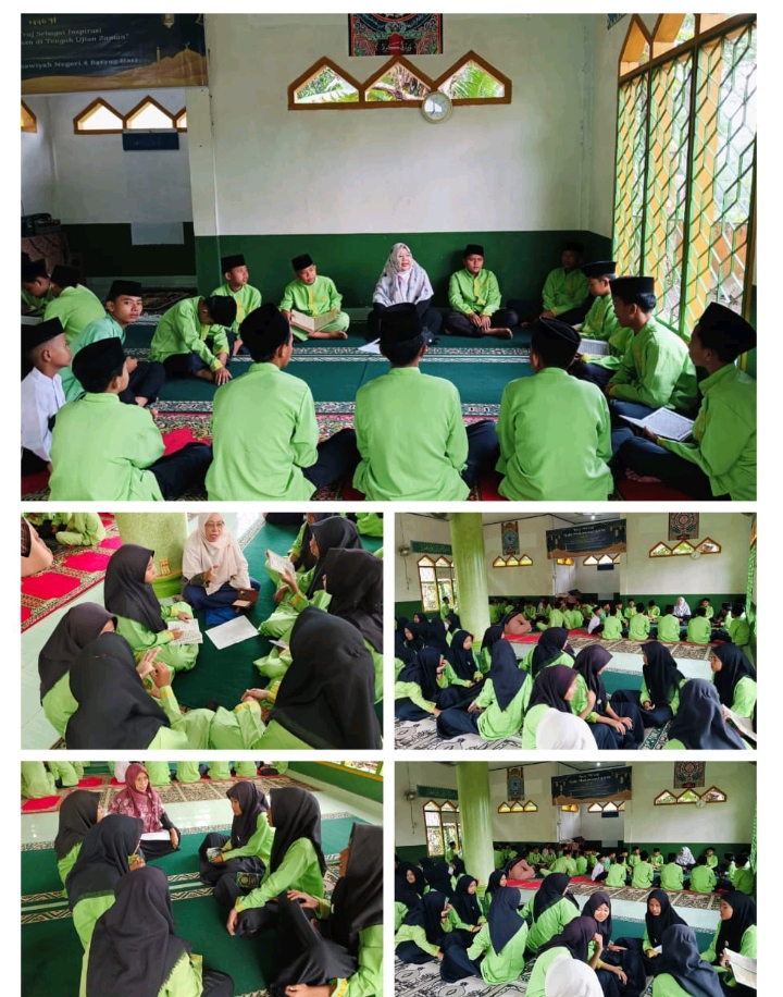 SISWA DAN SISWI MTSN 4 BATANG HARI MELAKUKAN MURAJAAH DAN SETORAN HAFALAN AYAT ALQURAN