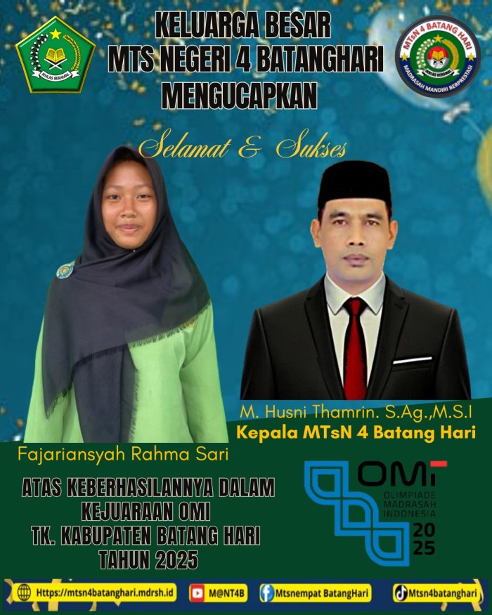 Fajariansyah Rahma Sari Lanjut ke Tingkat Provinsi dalam Olimpiade Madrasah Indonesia (OMI) 2025 Fajariansyah Rahma Sari Lanjut ke Tingkat Provinsi dalam Olimpiade Madrasah Indonesia (OMI) 2025