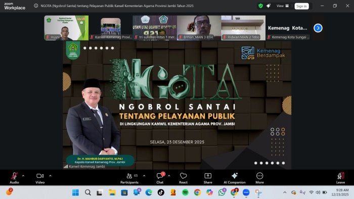 Komitmen Pelayanan Publik, Kepala MTsN 4 Batang Hari Bergabung dalam Ngobrol Santai Kanwil Kemenag Jambi