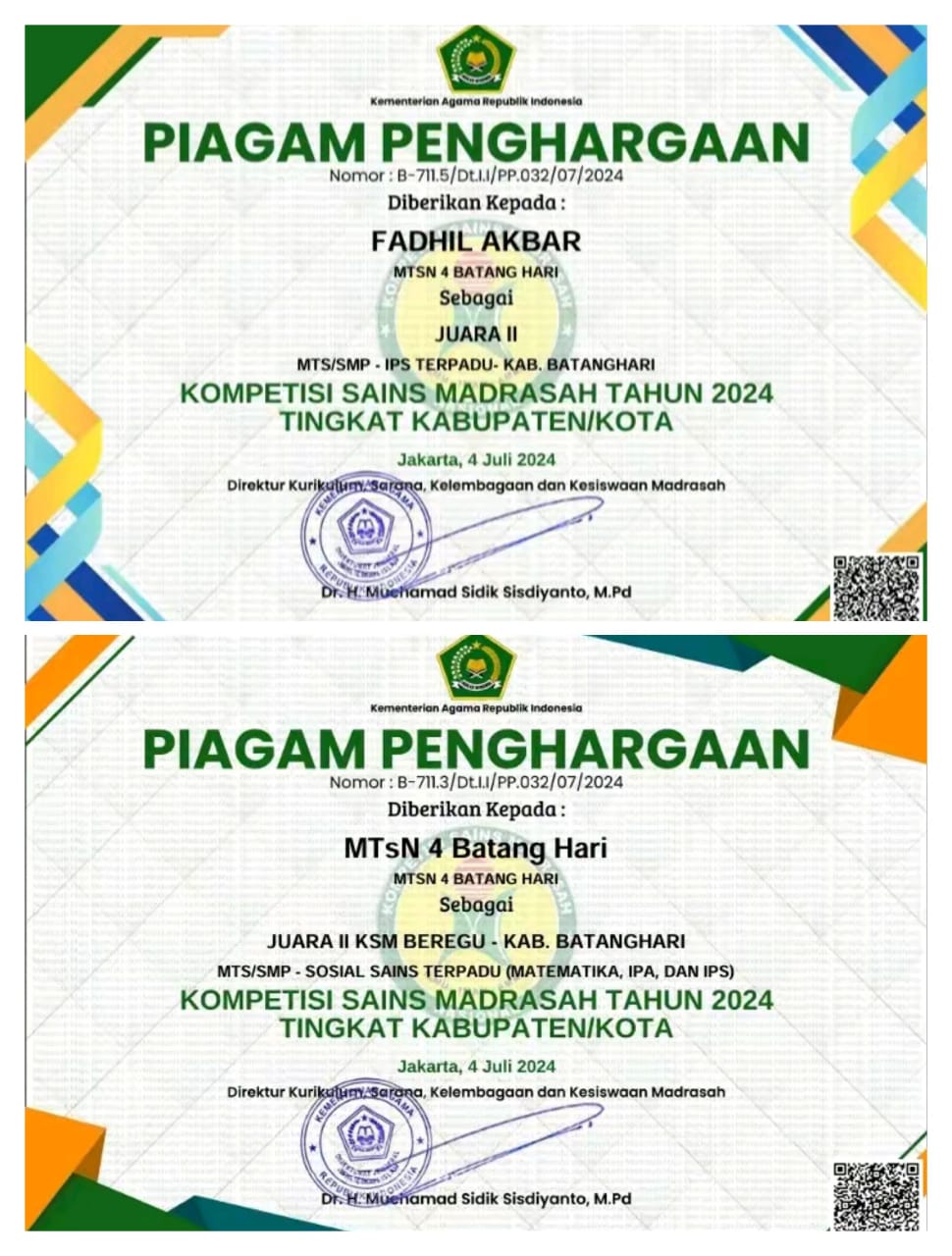 MTsN 4 BATANGHARI REBUT 2 KATEGORI KEJUARAAN KSM MTsN 4 BATANGHARI REBUT 2 KATEGORI KEJUARAAN KSM