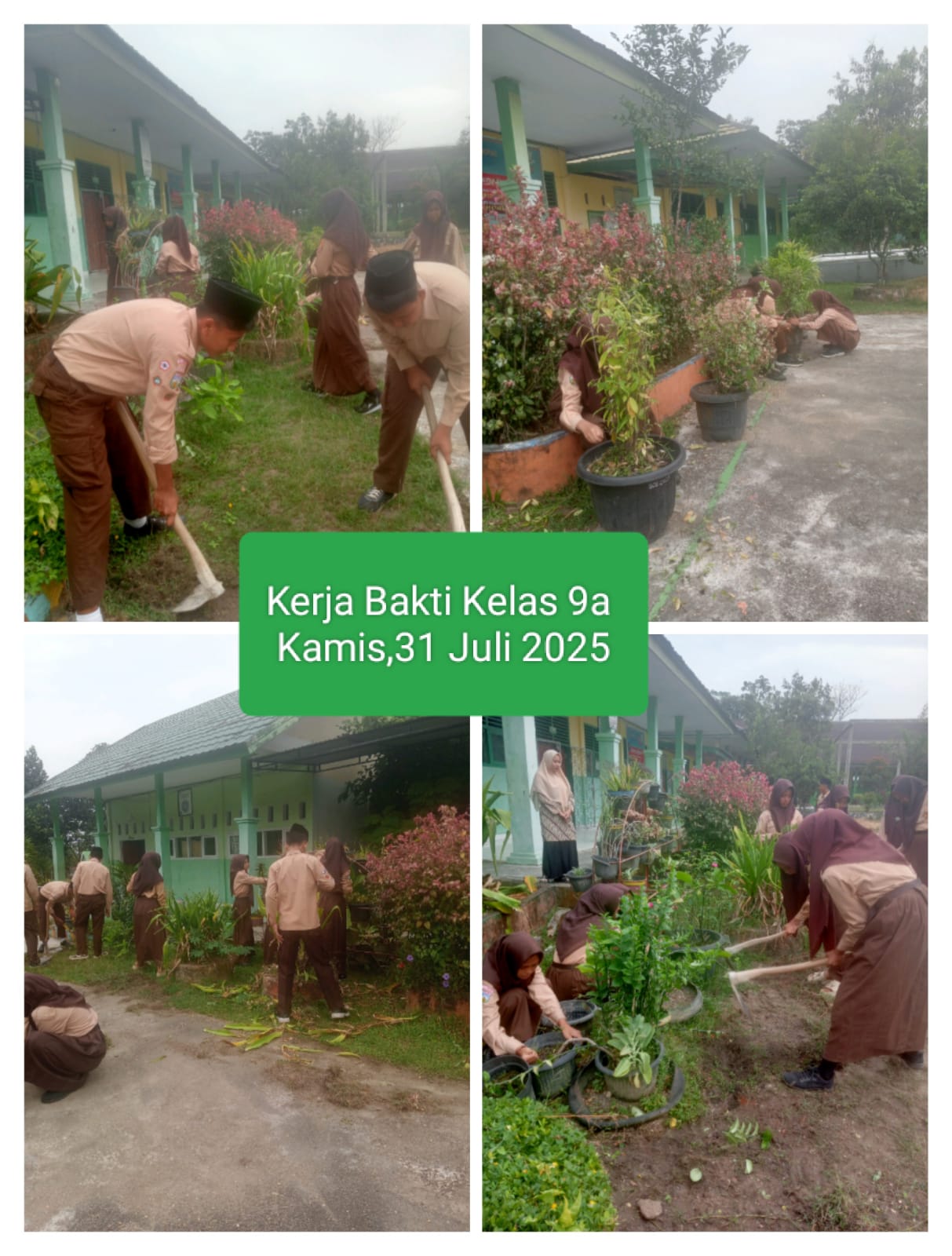Siswa Kelas IX A MTsN 4 Batanghari Gelar Kerja Bakti Bersihkan Lingkunga madrasah