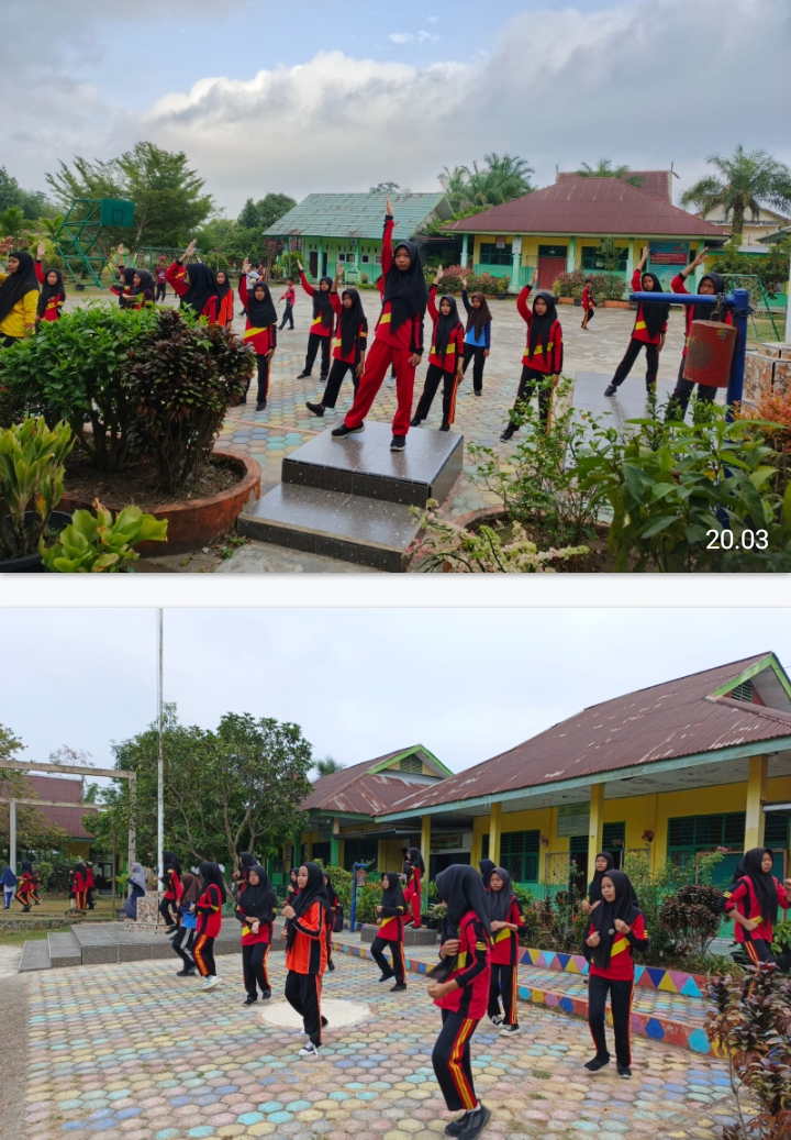 Semangat Para Siswa menghafal Gerakan Senam Anak Indonesia sehat Dalam Kegiatan Peminatan Olahraga MTsN 4 Batanghari