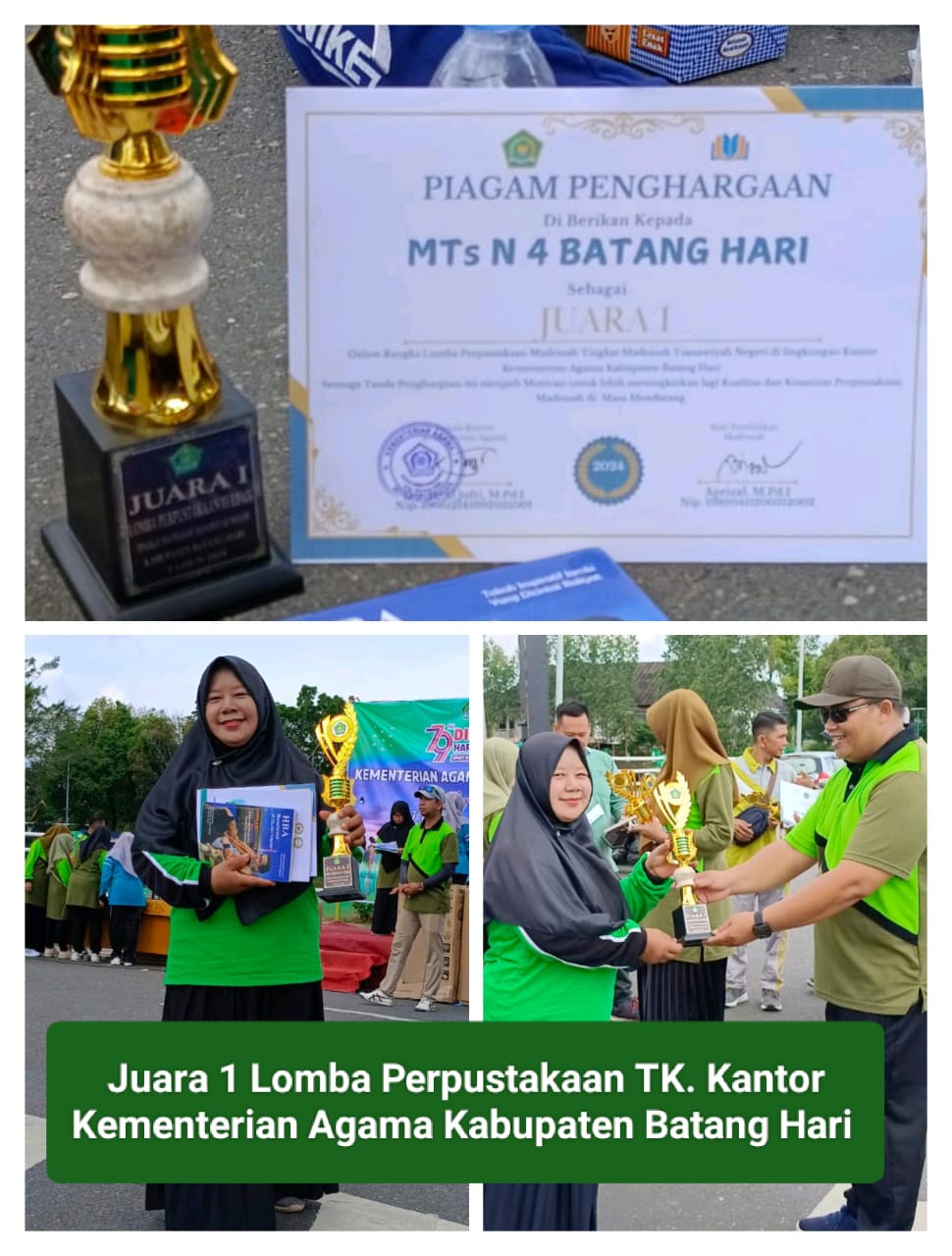 BAHRUL ULUM  JUARA I LOMBA PERPUSTAKAAN TINGKAT KANTOR KEMENAG BATANGHARI