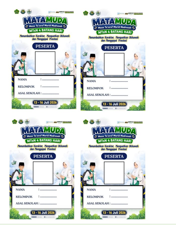 ID Card Peserta MATAMUDA Siap Dibagikan pada Hari Pertama Pelaksanaan