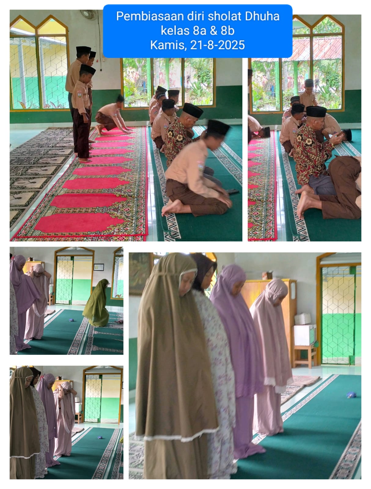 Siswa MTsN 4 Batanghari Laksanakan Sholat Dhuha di Mushola Bahrul Ulum untuk Awali Pagi dengan Ibadah