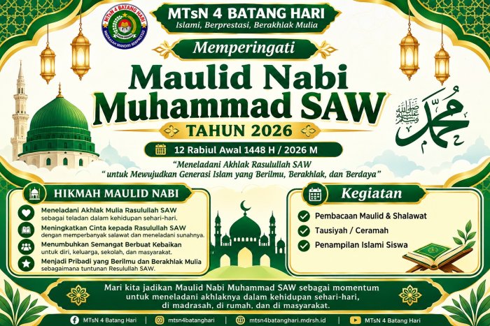 Sambut Maulid Nabi 1448 H, Kepala MTsN 4 Batang Hari Ajak Warga Madrasah Teladani Akhlak Rasulullah SAW