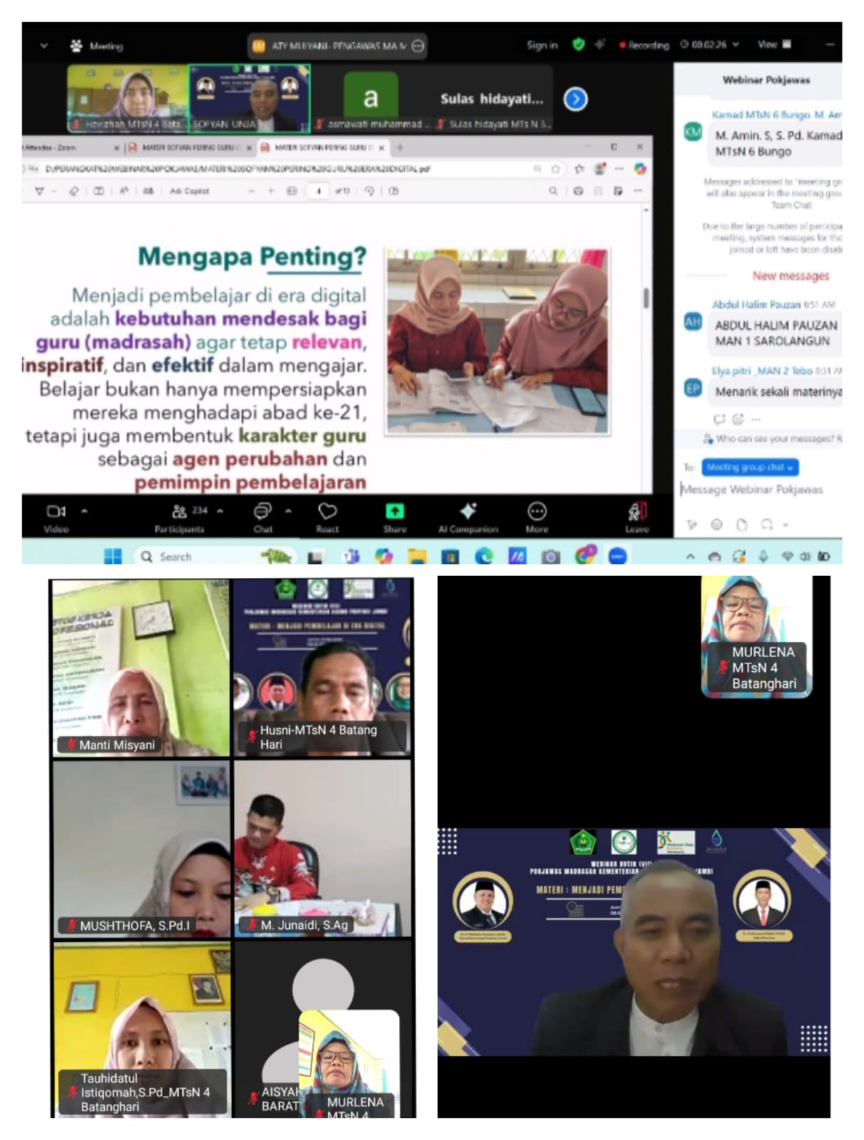 Menjadi Pembelajar di Era Digital: Mengikuti Zoom Meeting bersama Kantor Kementerian Agama Provinsi Jambi.