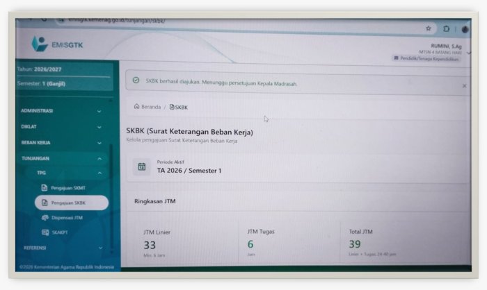 Bukti Tertib Administrasi, Guru MTsN 4 Batang Hari Kompak Selesaikan SKMT dan SKBK