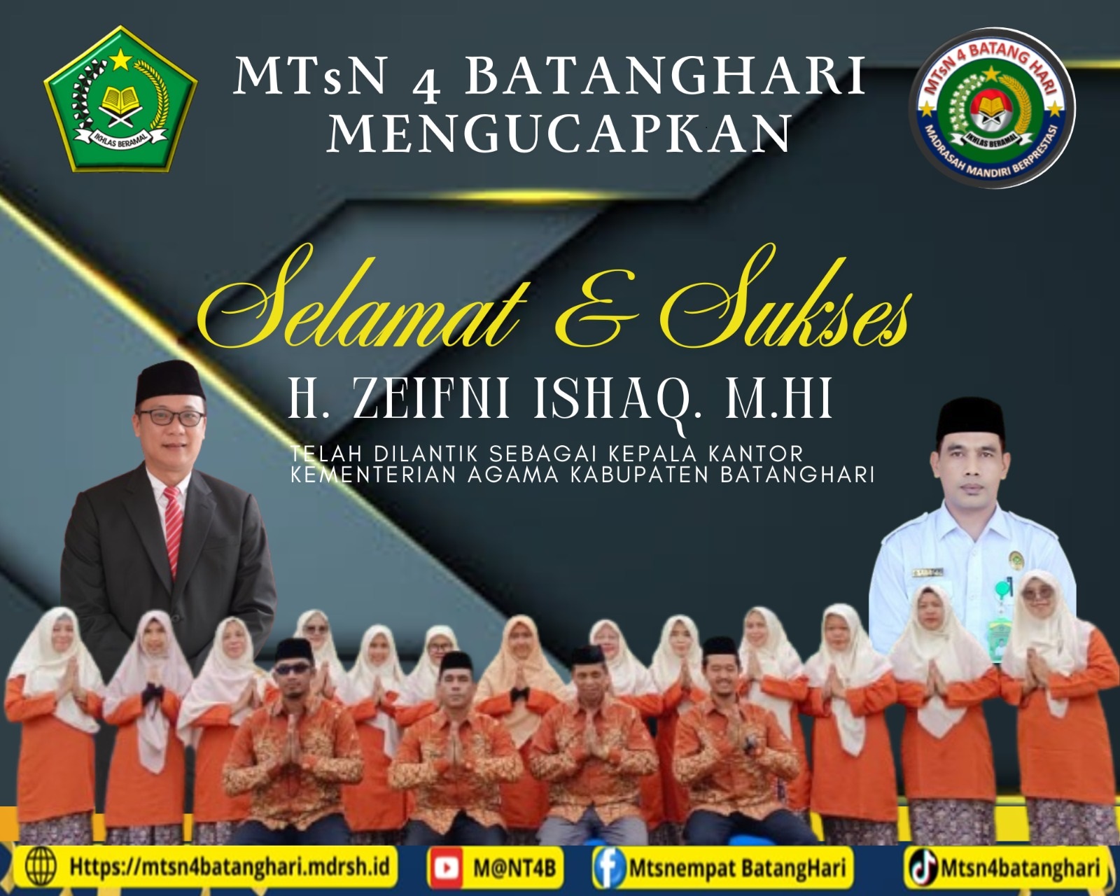 Selamat dan Sukses atas Pelantikan Kepala Kantor Kementerian Agama Kabupaten Batanghari