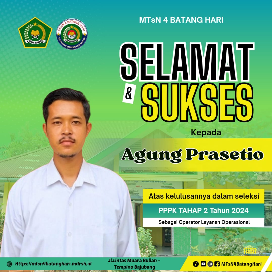 PPPK Tahap 2, MTsN 4 Batanghari Ucapkan Selamat kepada Peserta yang Lulus PPPK Tahap 2, MTsN 4 Batanghari Ucapkan Selamat kepada Peserta yang Lulus