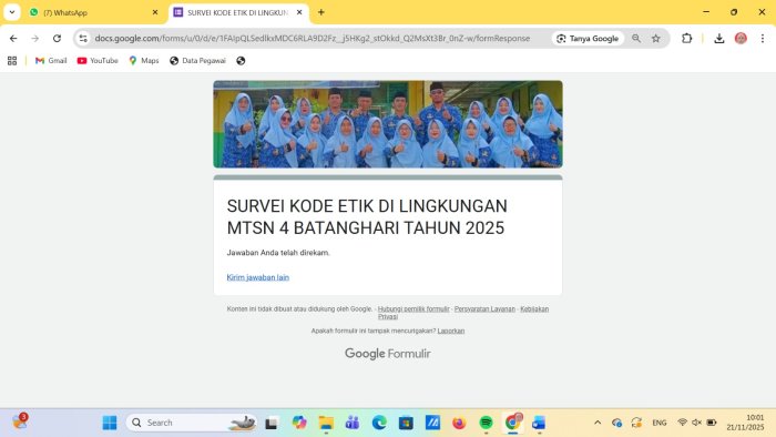 MTsN 4 Batang Hari Perkuat Zona Integritas, Majelis Guru Kompak Isi Survei Kode Etik