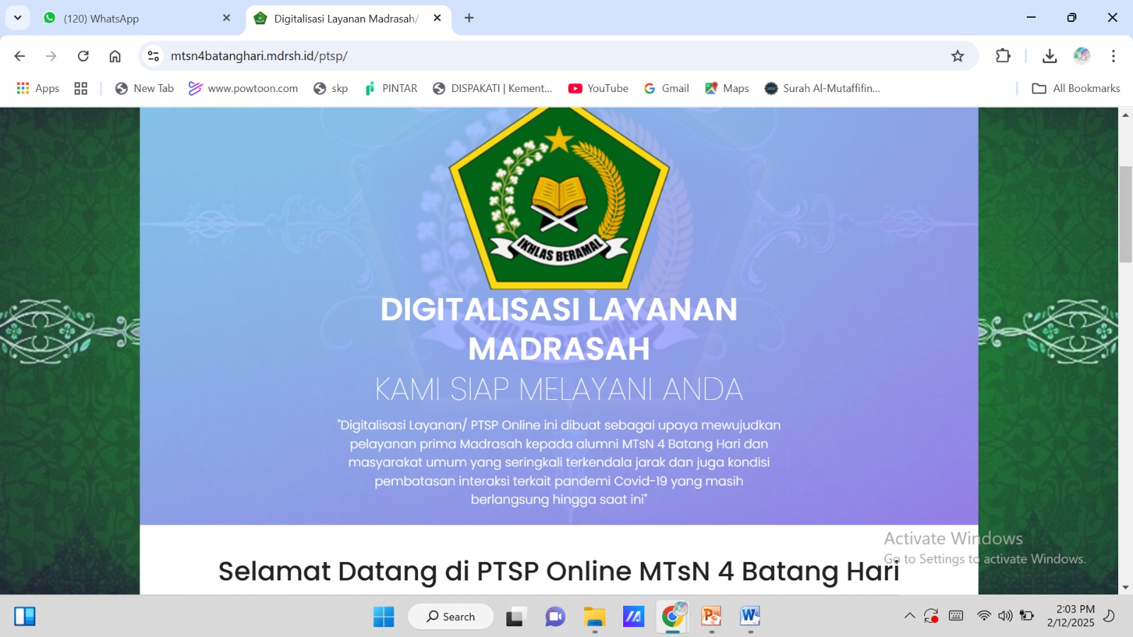 EFISIENSI PINDAH MASUK MTSN 4 BATANG HARI DENGAN EMIS