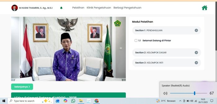 Kepala MTsN 4 Batanghari Ikuti Diklat Pintar Sosialisasi Program Makan Bergizi Gratis di Madrasah