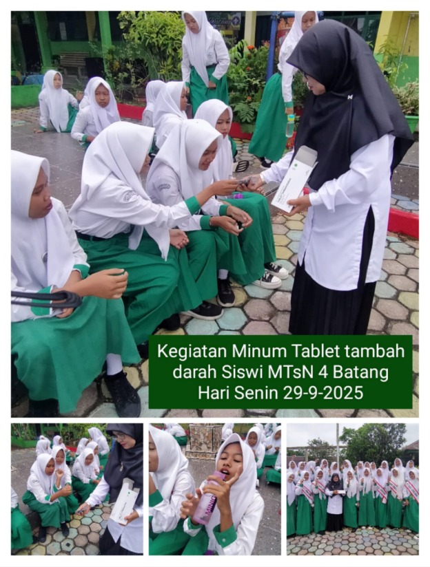 Siswi MTsN 4 Batang Hari Ikuti Kegiatan Serentak Minum Tablet Tambah Darah