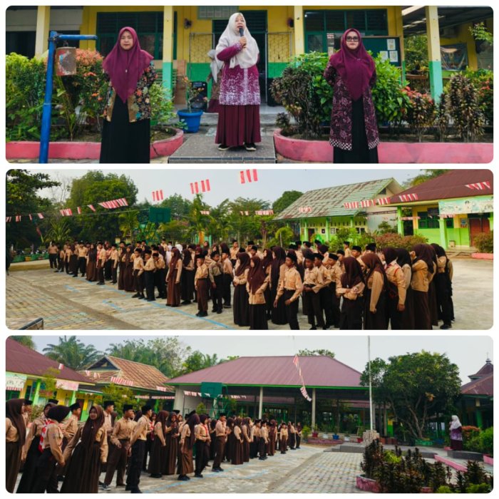 Apel Pagi MTsN 4 Batanghari, Guru Piket Berikan Arahan kepada Siswa