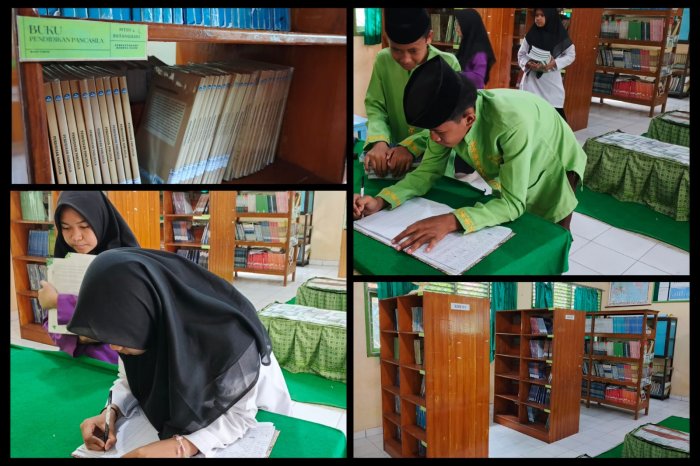 Kepala Perpustakaan Bahrul Ulum MTsN 4 Batanghari Buat Plat Nama Buku Mata Pelajaran untuk Permudah Layanan Murid