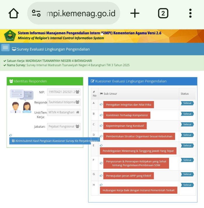Langkah Nyata Menuju Zona Integritas, MTsN 4 Batanghari Laksanakan Survei SIMPI 2025 Langkah Nyata Menuju Zona Integritas, MTsN 4 Batanghari Laksanakan Survei SIMPI 2025