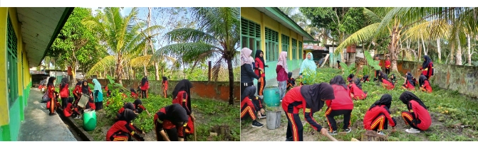 Siswa MTsN 4 Batang Hari Gelar Gotong Royong Massal Bersihkan Lingkungan Madrasah