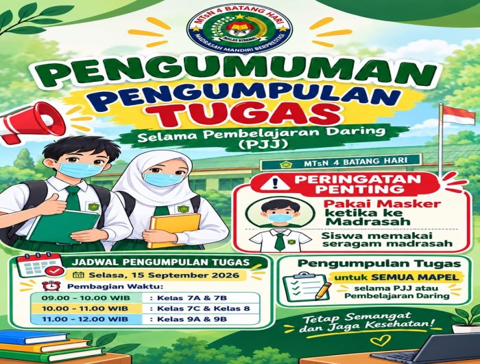 Tetap Belajar di Tengah Kabut Asap, MTsN 4 Batang Hari Jadwalkan Pengumpulan Tugas Peserta Didik
