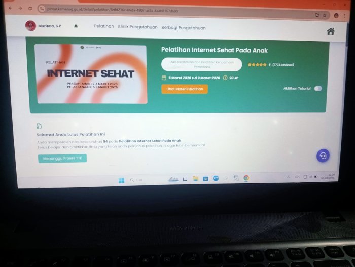Wakasis MTsN 4 Batanghari Tuntaskan Pelatihan MOOC Pintar Kemenag