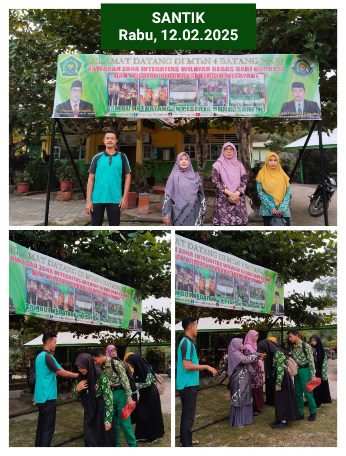 *Kehadiran Peserta Didik Disambut Penuh Semangat di Gerbang MTsN 4 Batanghari* *Kehadiran Peserta Didik Disambut Penuh Semangat di Gerbang MTsN 4 Batanghari*