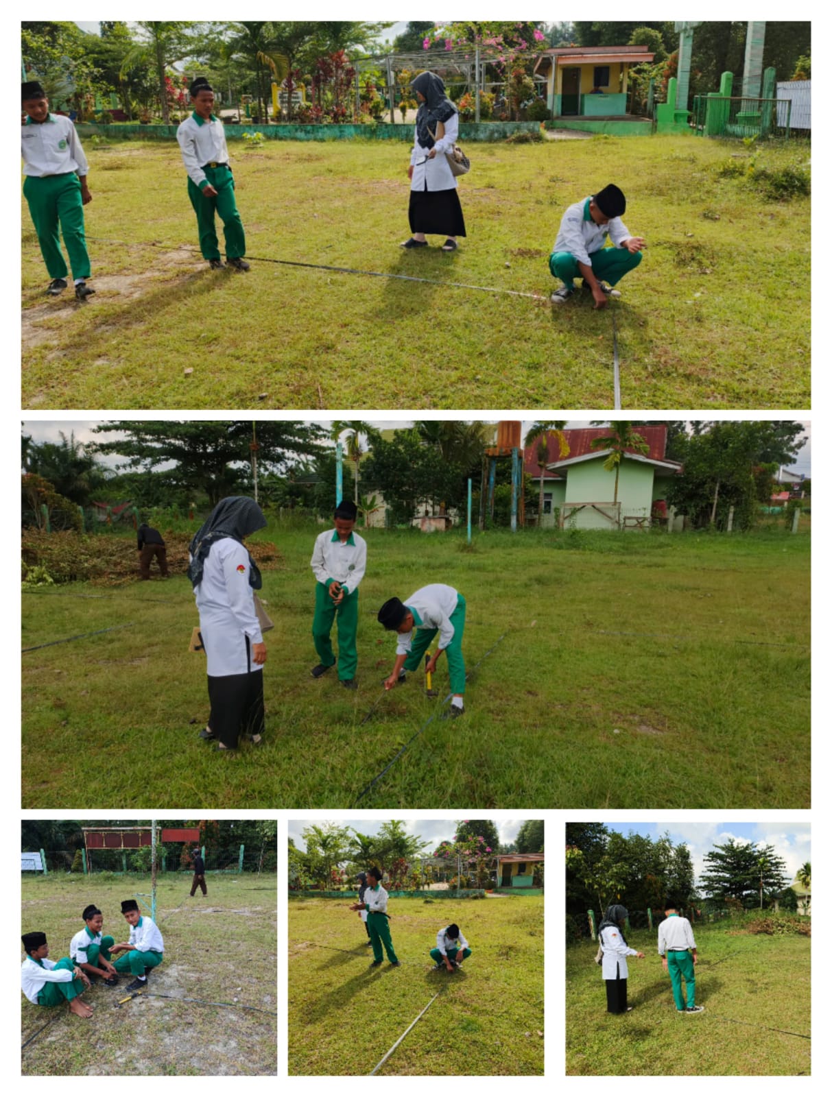 MTsN 4 Batanghari Persiapkan Lapangan Voli Untuk Class Meeting Hari Kedua.