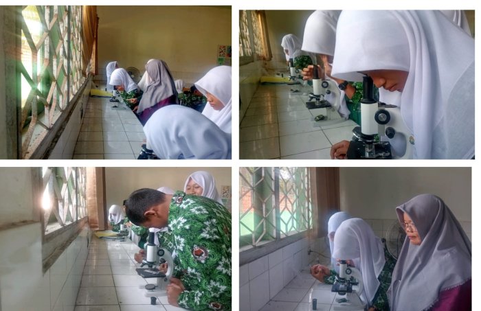 Keseriusan Siswa Kelas VIII    Mengikuti Praktikum Materi Sel dan Mikroskop