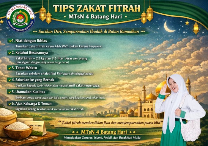 Zafira Ketua OSIM MTsN 4 Batang Hari Ajak Sempurnakan Ramadhan dengan Zakat Fitrah