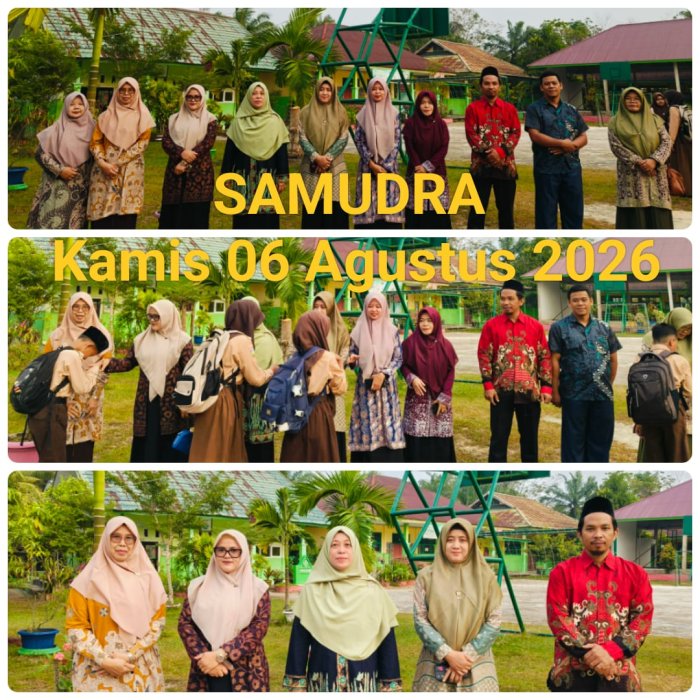 Kekompakan Guru Piket MTsN 4 Batanghari Sambut Murid dengan Ramah di Gerbang Madrasah