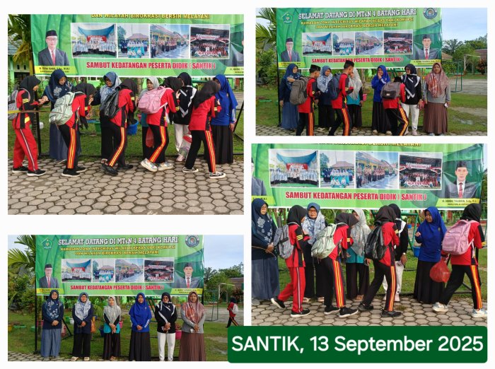 Piket Akhir Pekan Tetap Semangat, MTsN 4 Batanghari Sambut Peserta Didik (SANTIK)