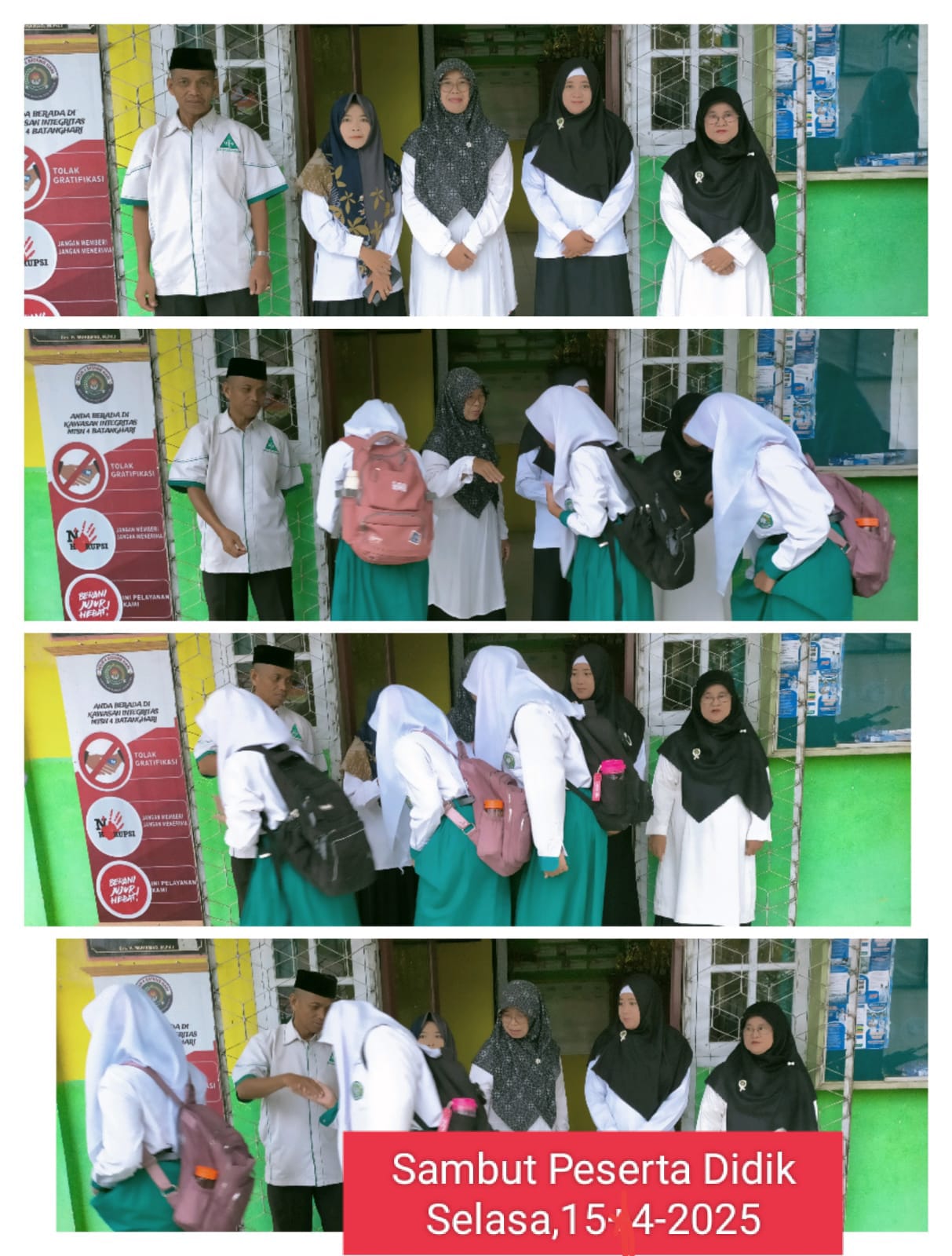 Sambut Peserta Didik Cuaca hujan pagi, tetap Semangat Sambut Peserta Didik Cuaca hujan pagi, tetap Semangat