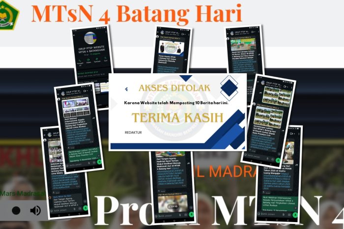 Ramai dan Produktif, Grup PTSP Website MTsN 4 Batanghari Cetak 10 Berita Setiap Hari
