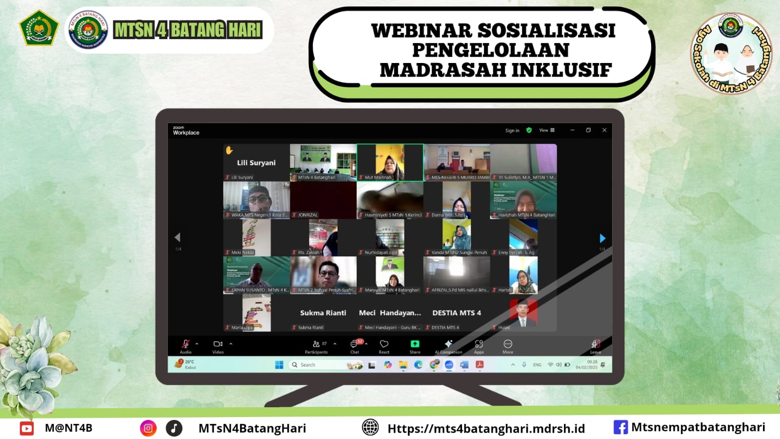 MTsN 4 Batanghari Ikuti Webinar Sosialisasi Pengelolaan Madrasah Inklusif