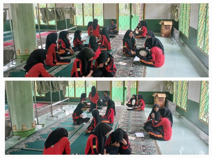 Lantunan Shalawat Menggema, Siswa Putri MTsN 4 Batang Hari Berlatih Hadrah Ashabun Nada Lantunan Shalawat Menggema, Siswa Putri MTsN 4 Batang Hari Berlatih Hadrah Ashabun Nada