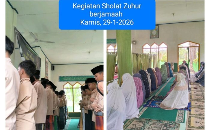 Pelaksanaan Shalat  Zuhur Berjamaah di Mushola Bahrul Ulum MTsN 4 Batanghari Berjalan Aktif