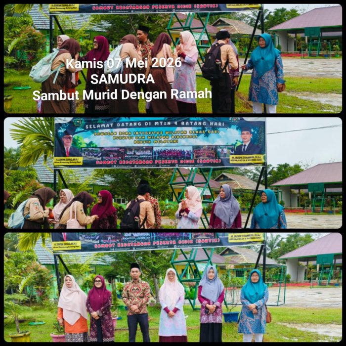 Tebar Senyum di Gerbang Madrasah, Program Samudra MTsN 4 Batang Hari Ciptakan Suasana Pagi yang Hangat dan Bersahabat.