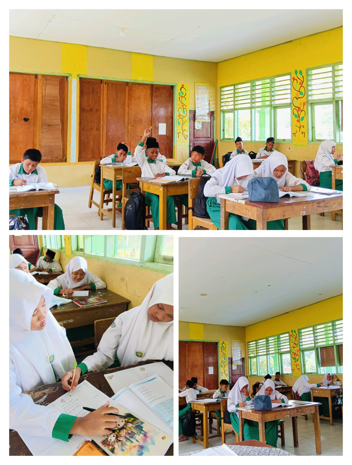 Antusias Siswa Kelas 7A dalam Melatih Keterampilan Menulis dan Memahami Materi Tarkib Khobar Muqoddam dan Mubtadaâ€™ Muakhkhor