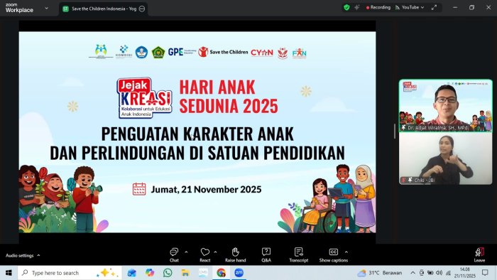 Kepala Madrasah dan Guru MTsN 4 Batang Hari Ikuti Webinar Jejak KREASI Spesial Hari Anak Sedunia 2025
