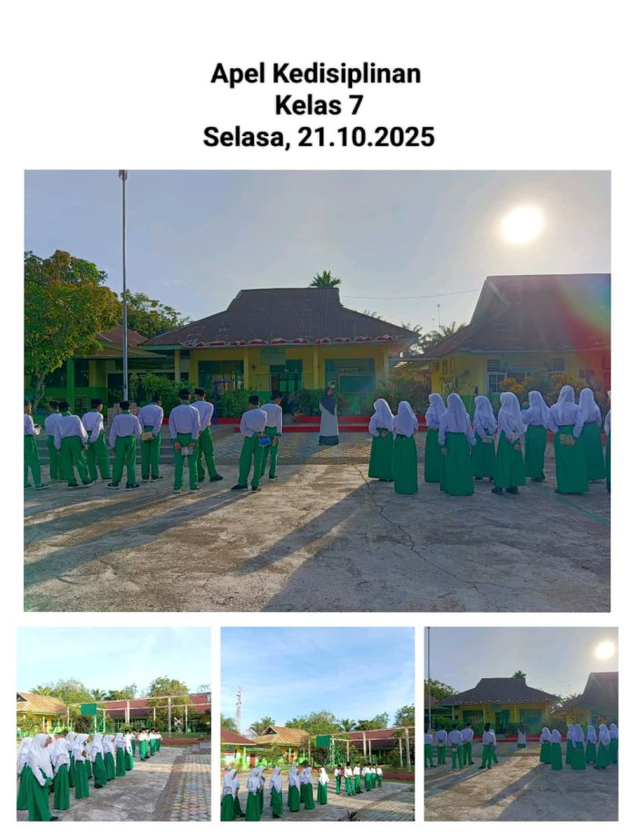 Bangun Semangat Pagi, Ibu Tauhidatul Istiqomah Tegaskan Disiplin di Apel Pagi MTsN 4 Batanghari