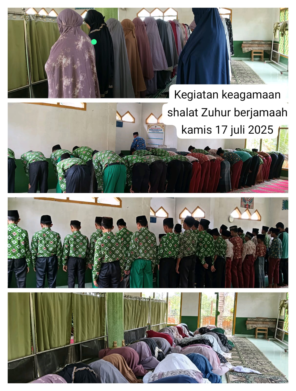 Sholat zhuhur berjamaah di musholla Bahrul ulum