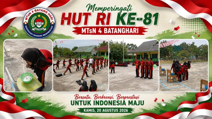Semarak HUT RI ke-81, Siswa MTsN 4 Batanghari Antusias Ikuti Beragam Lomba Semarak HUT RI ke-81, Siswa MTsN 4 Batanghari Antusias Ikuti Beragam Lomba