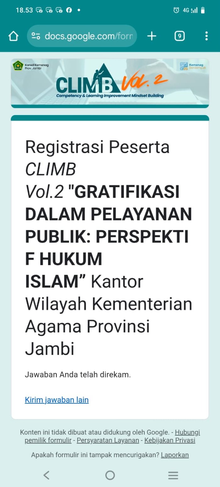 Registrasi CLIMB 2: GTK MTsN 4 Perkuat Integritas melalui Kajian Gratifikasi dalam Pelayanan Publik