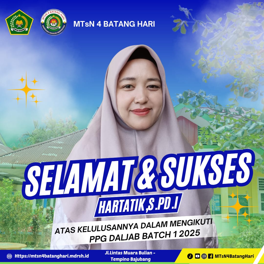 Selamat dan Sukses!  Hartatik, S.Pd.I Lulus PPG Daljab Batch 1 Tahun 2025