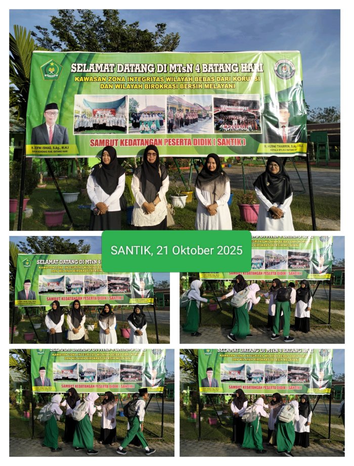 Selasa yang Cerah Sambut Hangat Kedatangan Peserta Didik di Gerbang Madrasah