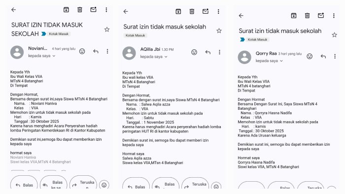 Siswa Kelas 7A MTsN 4 Batanghari Belajar Mengirim Surat Izin Melalui Email